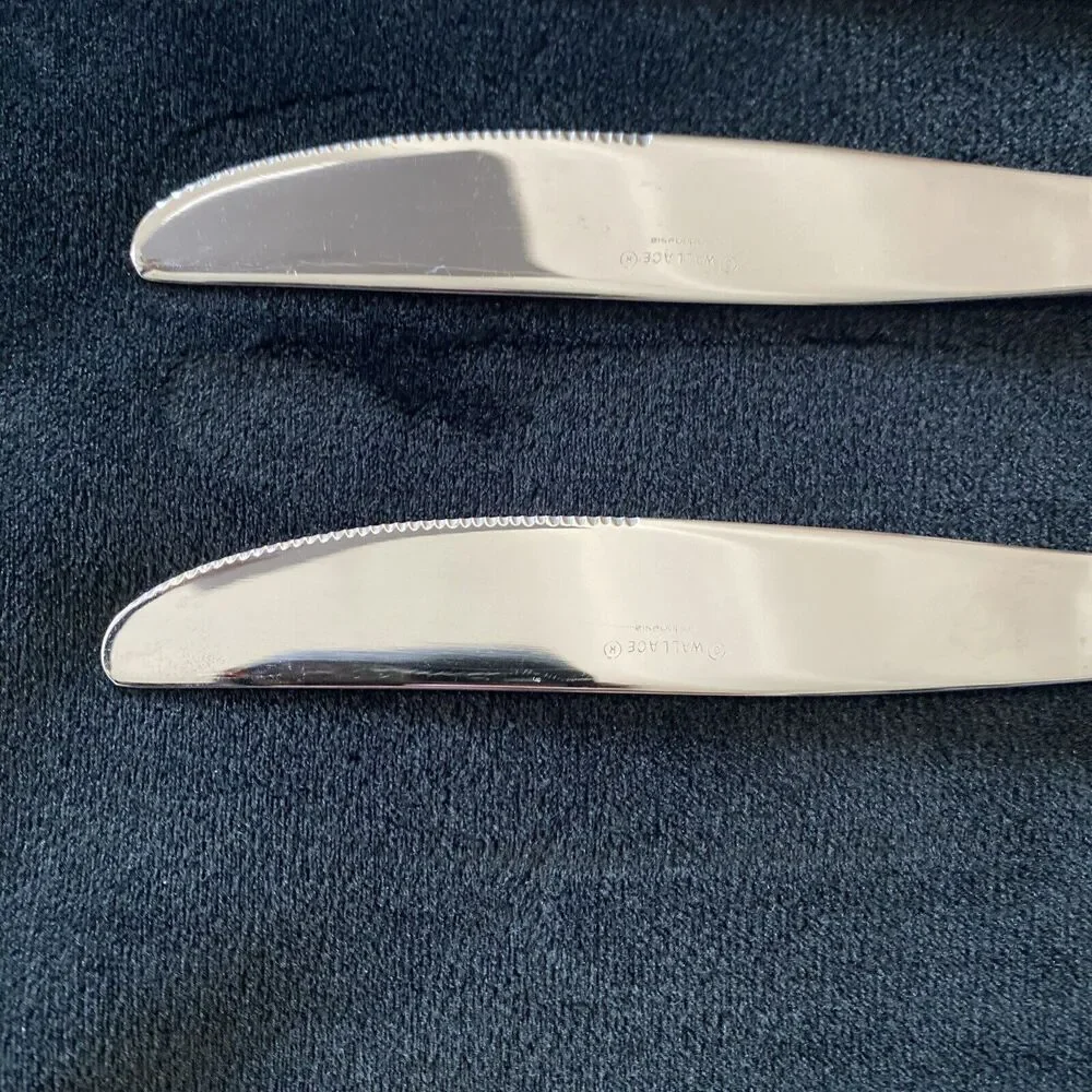 Lot 4 Wallace Resplendence Glossy 18/10 Stainless Modern Solid Dinner Knife 9.5”